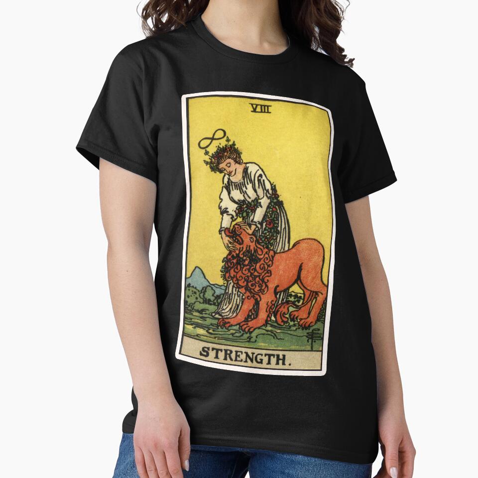 Strength Viii Tarot Arcana Design T-shirt - Image 3