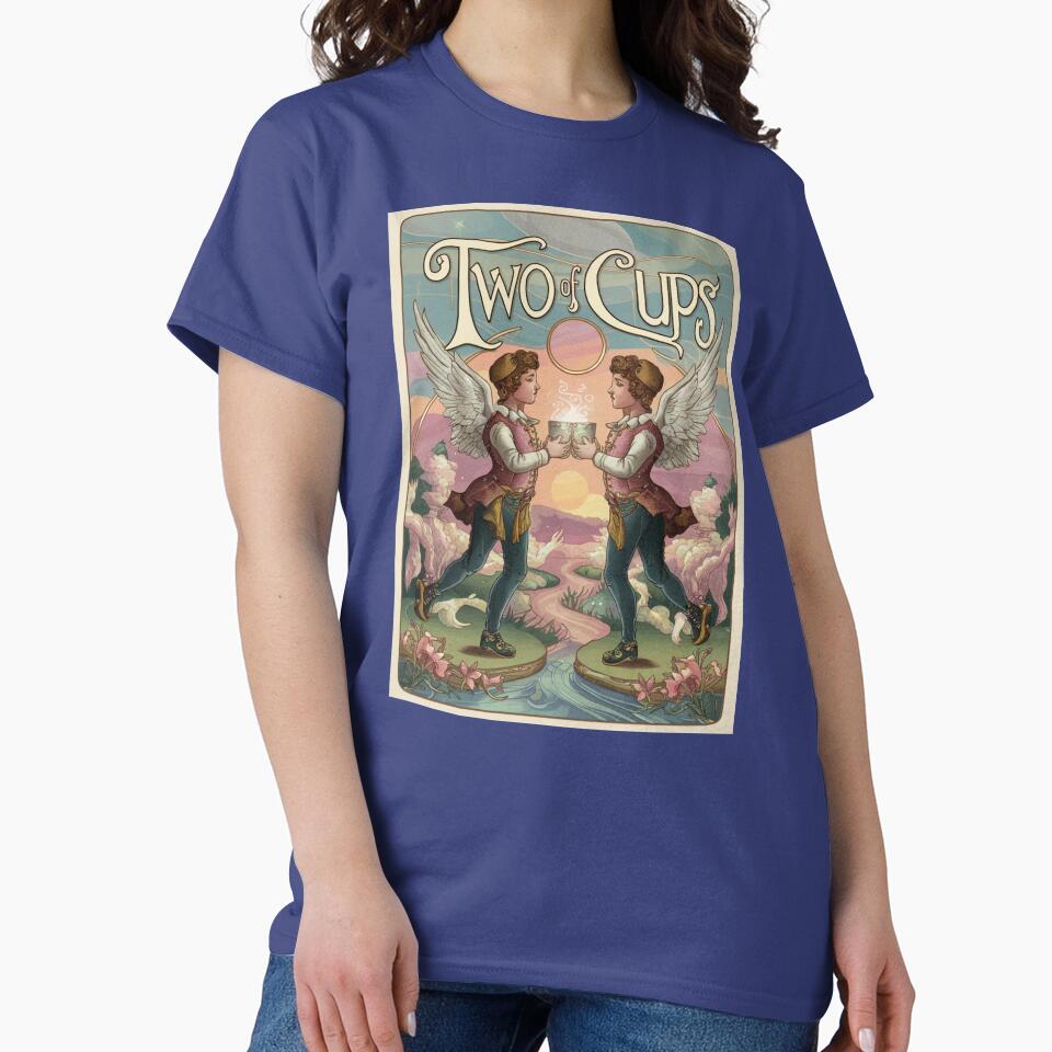 Two Of Cups Tarot Design T-shirt - Image 4