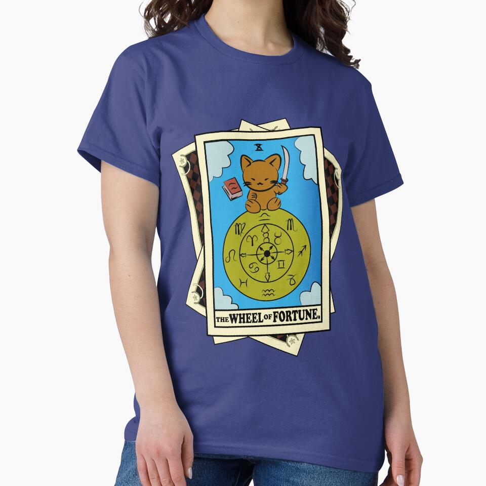Wheel Of Fortune Cat Tarot Design T-shirt - Image 4