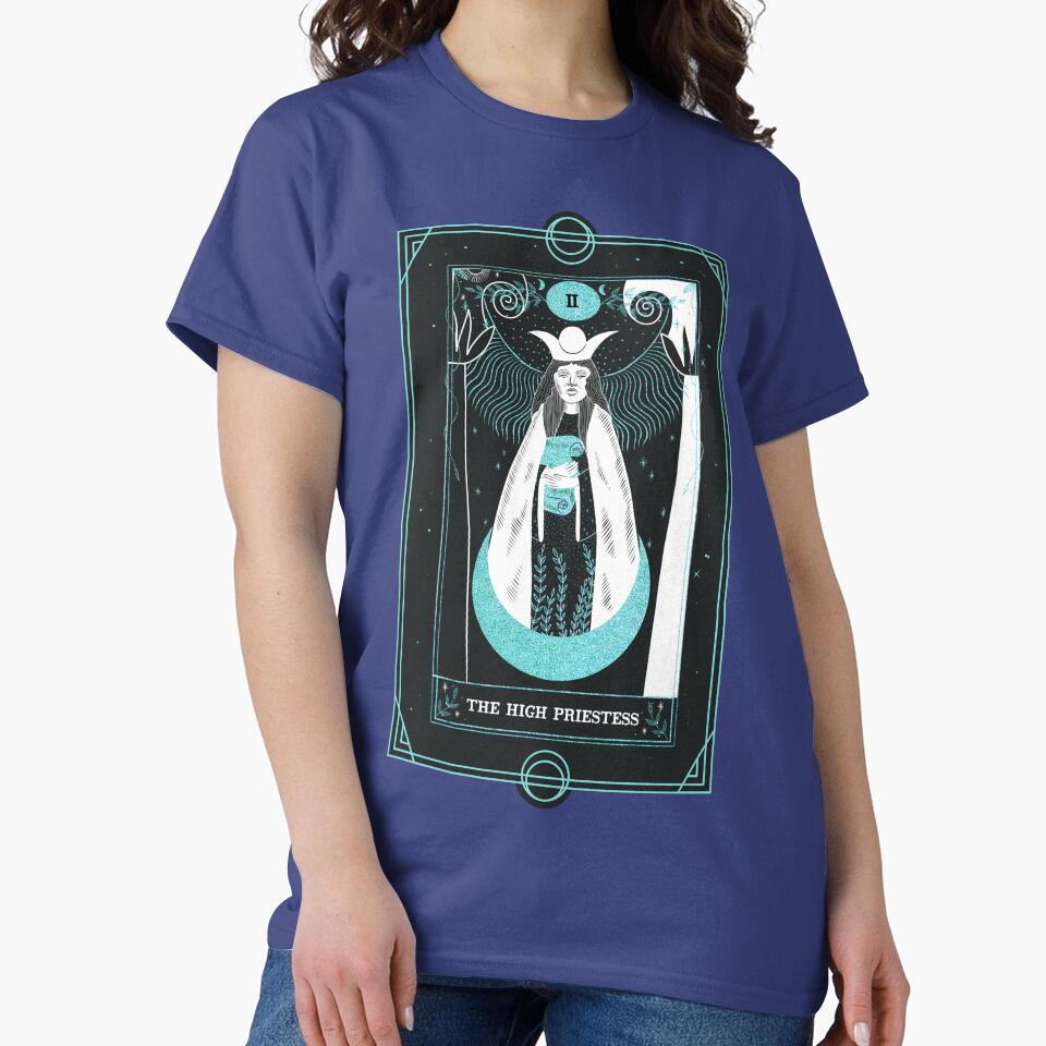 The High Priestess Tarot Arcana Design T-shirt - Image 4