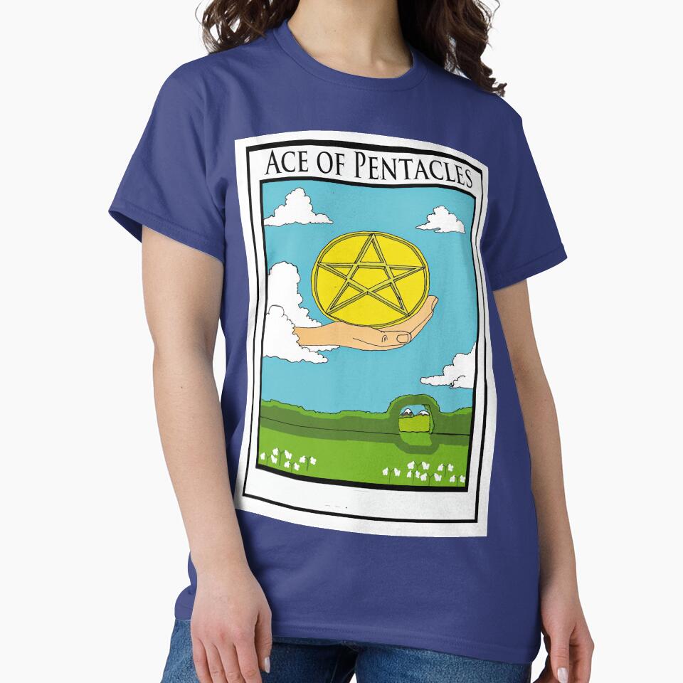 Ace Of Pentacles Tarot Design T-shirt - Image 4