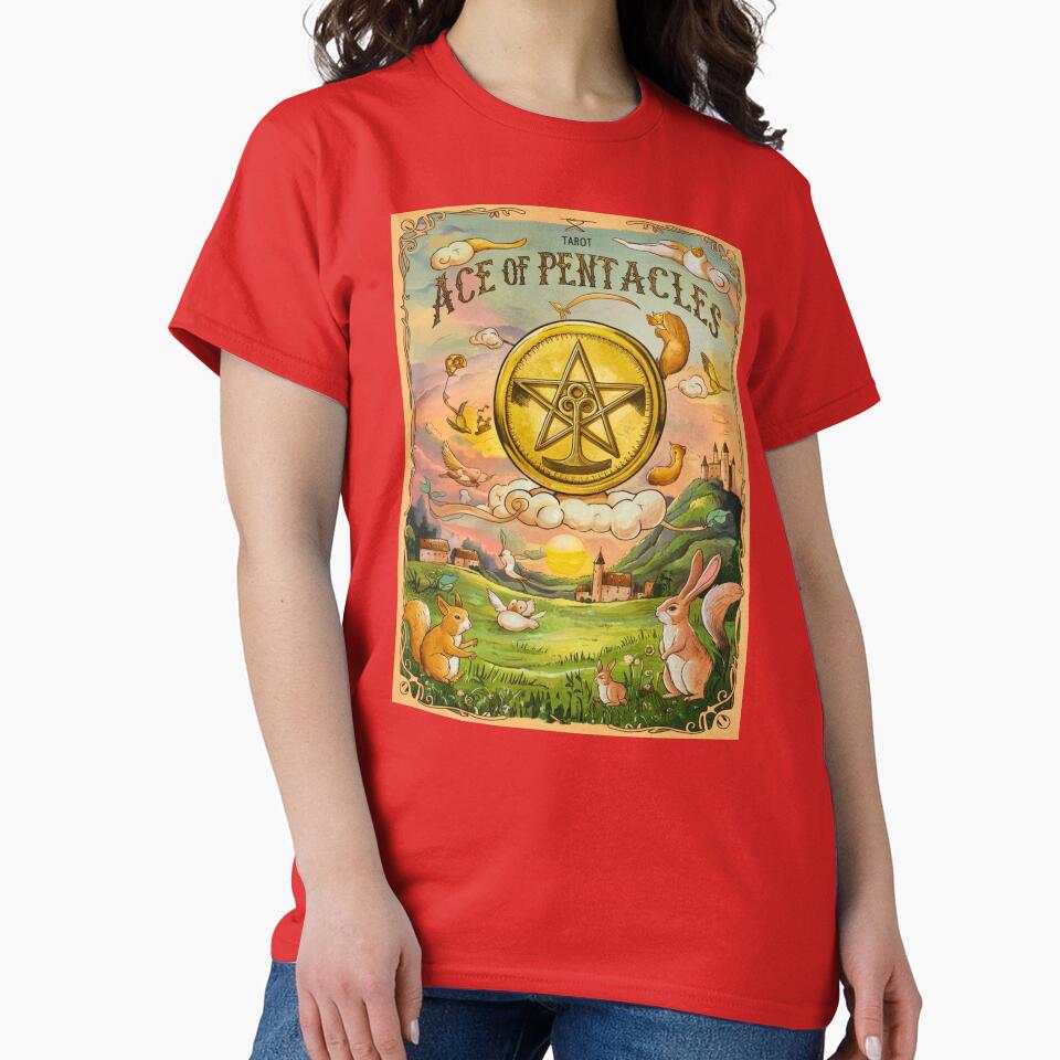 Ace Of Pentacles Arcana Design T-shirt - Image 6