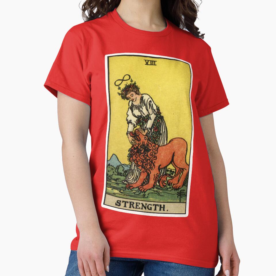Strength Viii Tarot Arcana Design T-shirt - Image 5