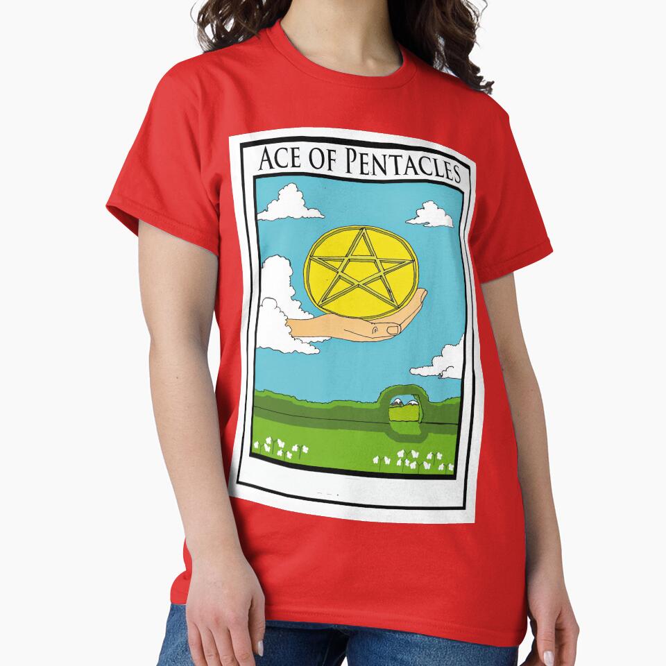 Ace Of Pentacles Tarot Design T-shirt - Image 5