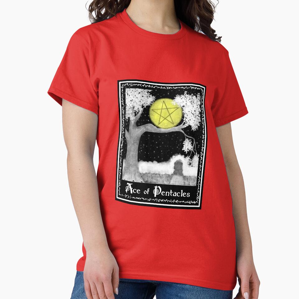 Ace Of Pentacles Witchcraft Tarot Design T-shirt - Image 5