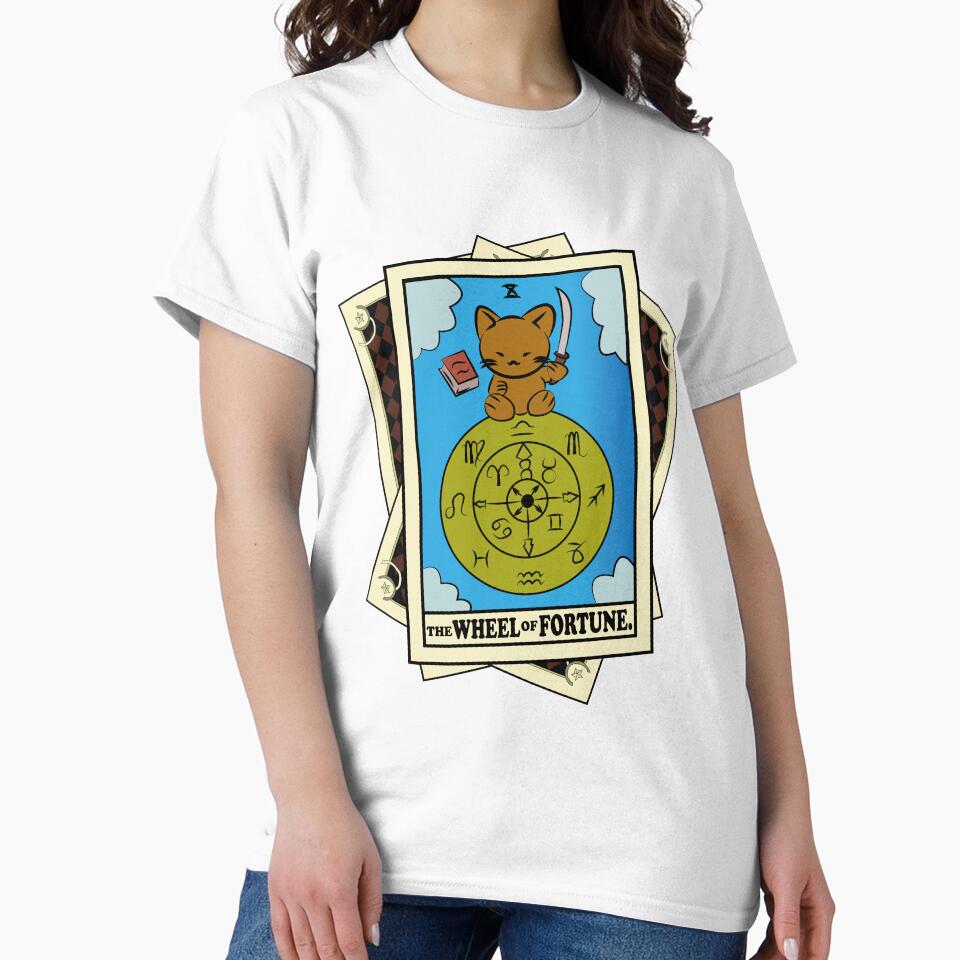 Wheel Of Fortune Cat Tarot Design T-shirt - Image 2