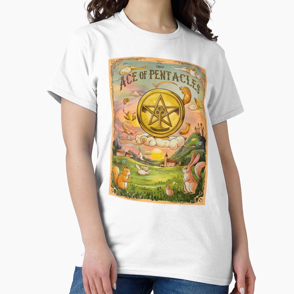 Ace Of Pentacles Arcana Design T-shirt - Image 2