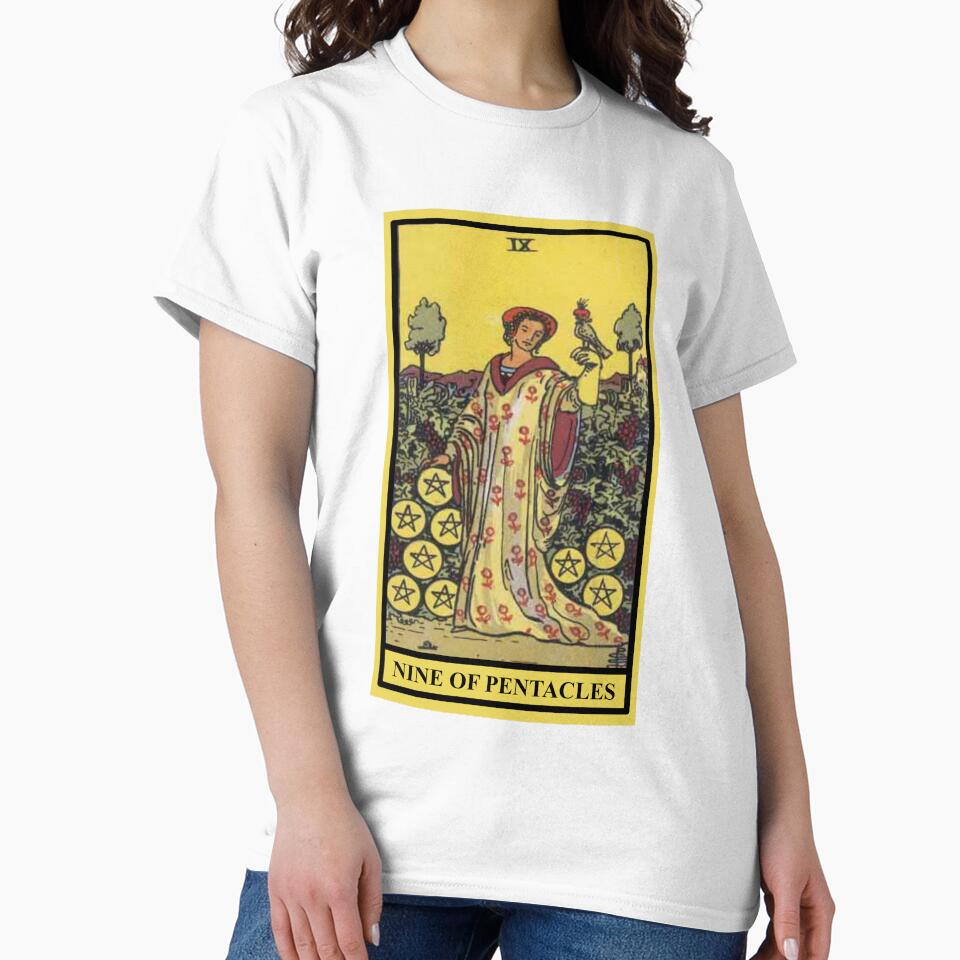 Nine Of Pentacles Tarot Design T-shirt - Image 2