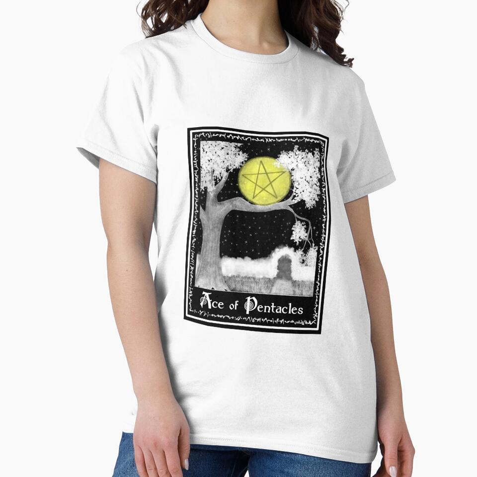 Ace Of Pentacles Witchcraft Tarot Design T-shirt - Image 2