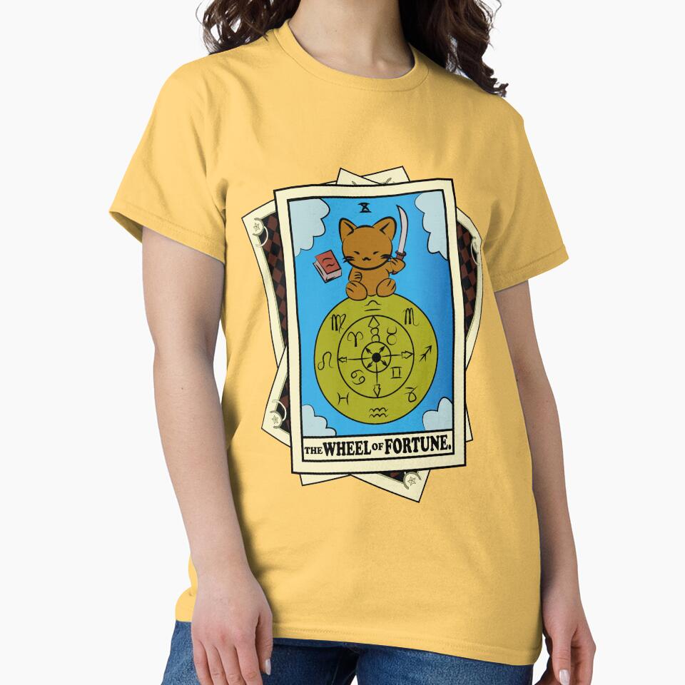 Wheel Of Fortune Cat Tarot Design T-shirt - Image 6