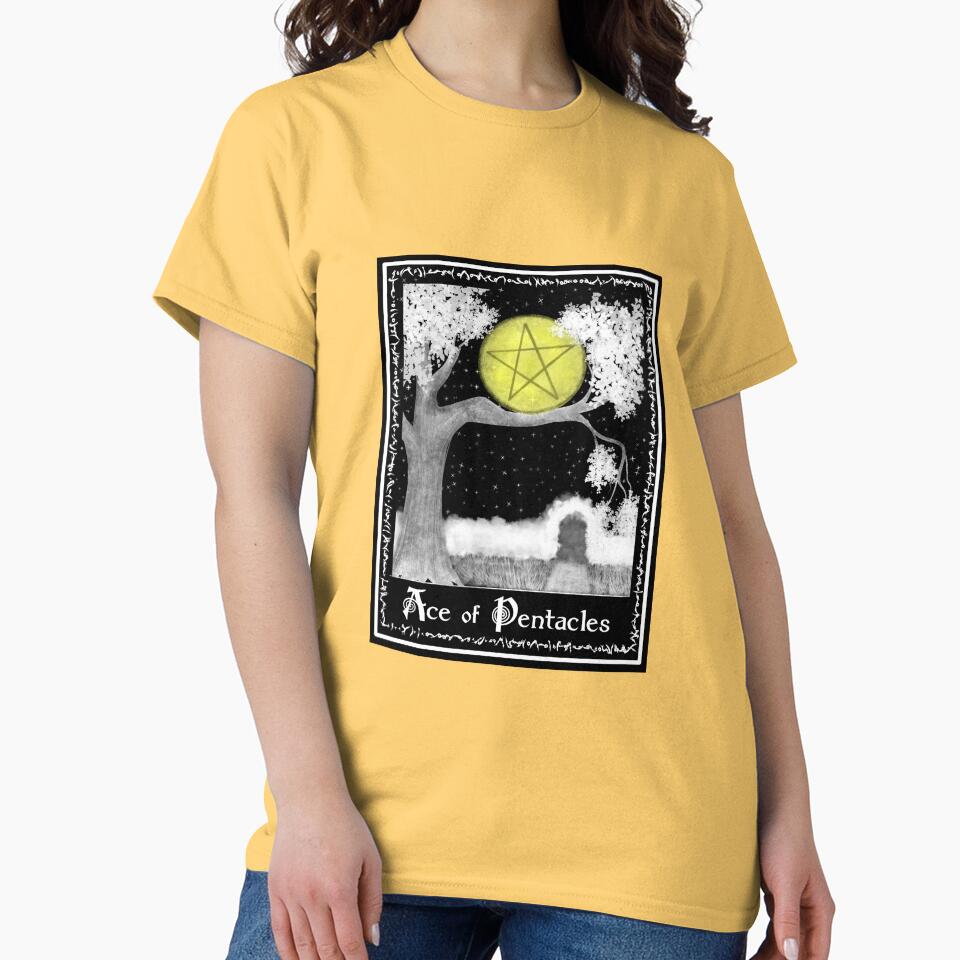Ace Of Pentacles Witchcraft Tarot Design T-shirt - Image 6