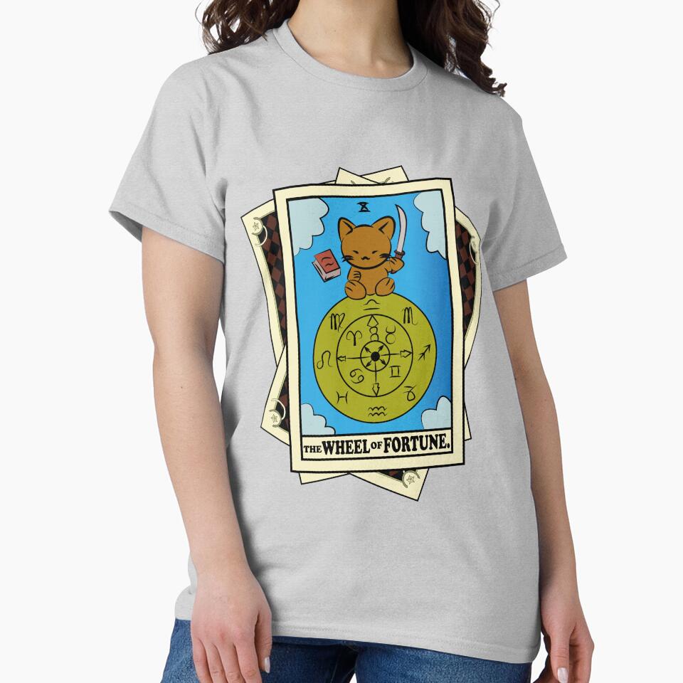 Wheel Of Fortune Cat Tarot Design T-shirt
