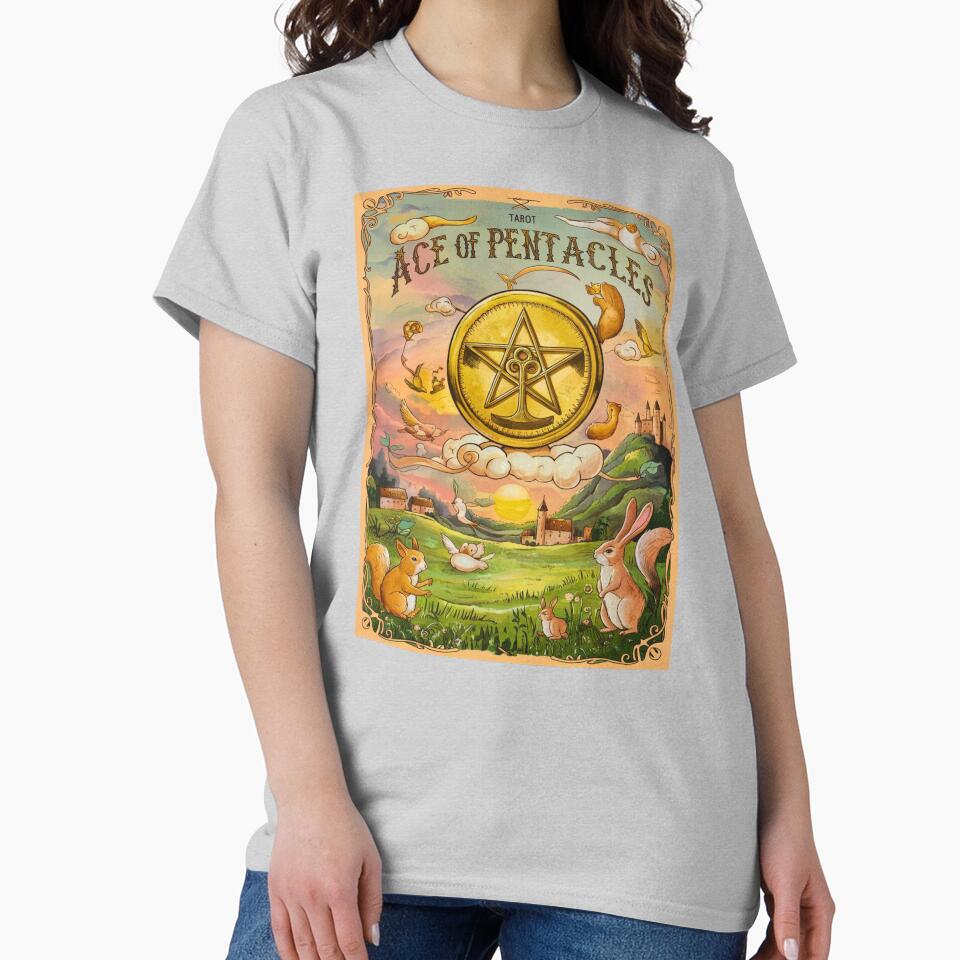 Ace Of Pentacles Arcana Design T-shirt - Image 4