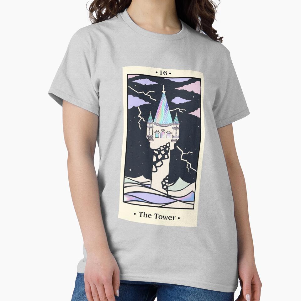 The Tower Tarot Arcana Design T-shirt - Image 3