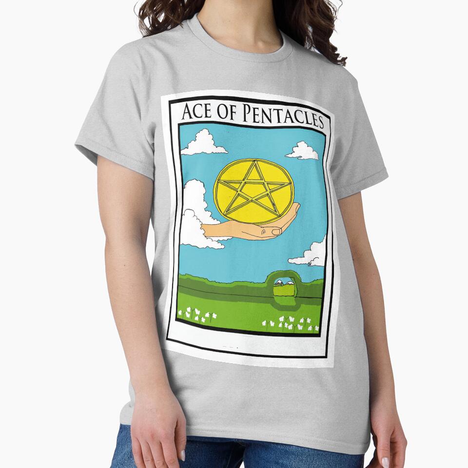 Ace Of Pentacles Tarot Design T-shirt - Image 3