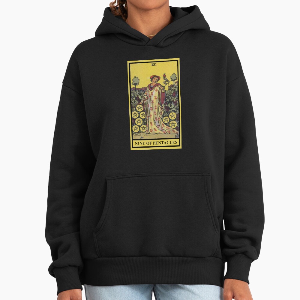 Nine Of Pentacles Tarot Design Hoodie - Image 3