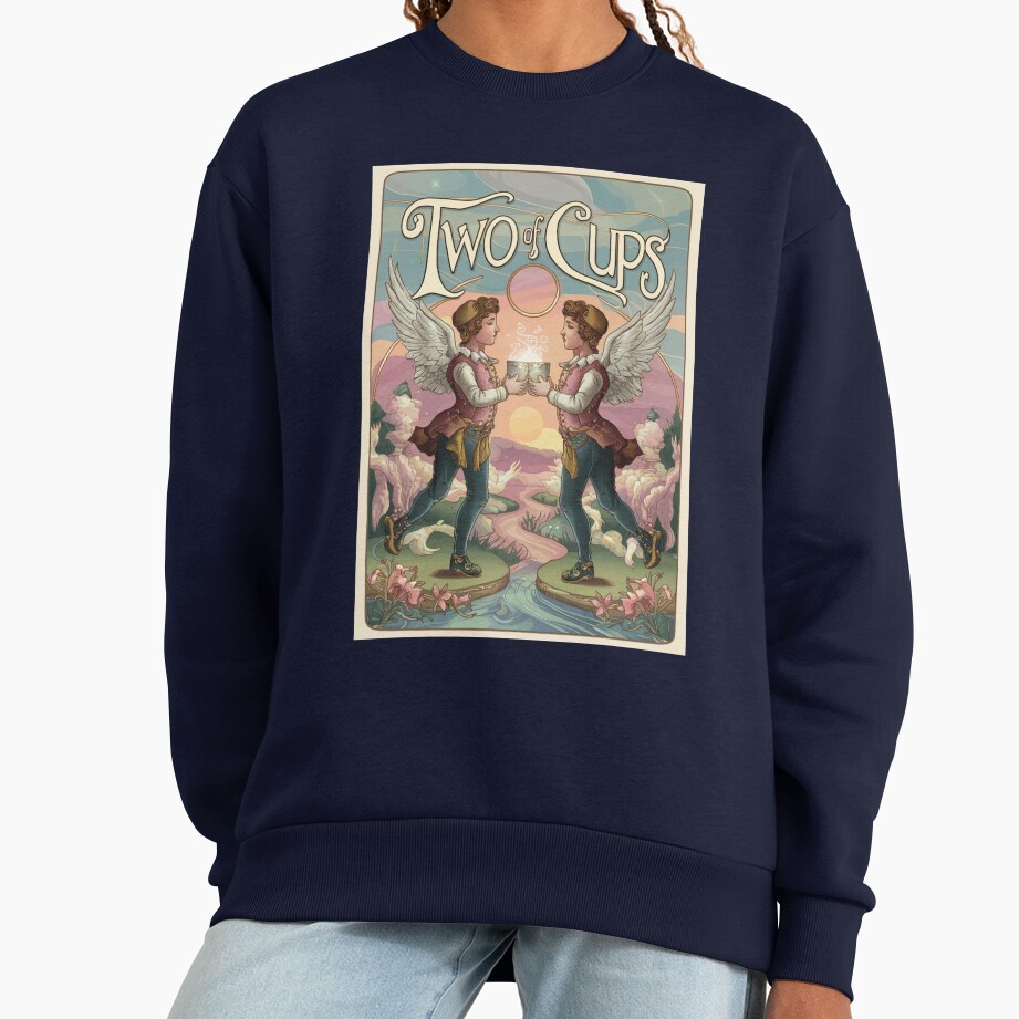 Two Of Cups Tarot Design Sweatshirt - Image 5