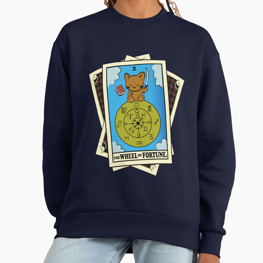 Wheel Of Fortune Cat Tarot Design Sweatshirt - Image 5