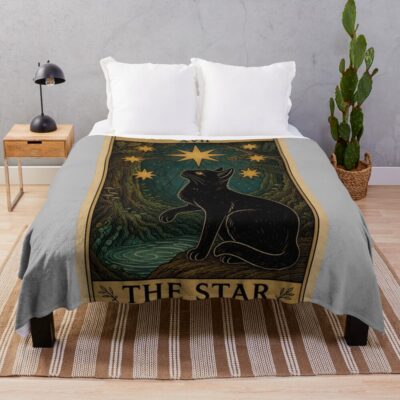 The Star Cat Lovers Tarot Design Throw Blanket