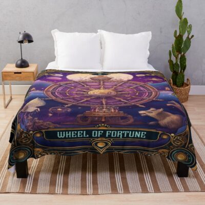 Wheel Of Fortune Classic Tarot Design Throw Blanket