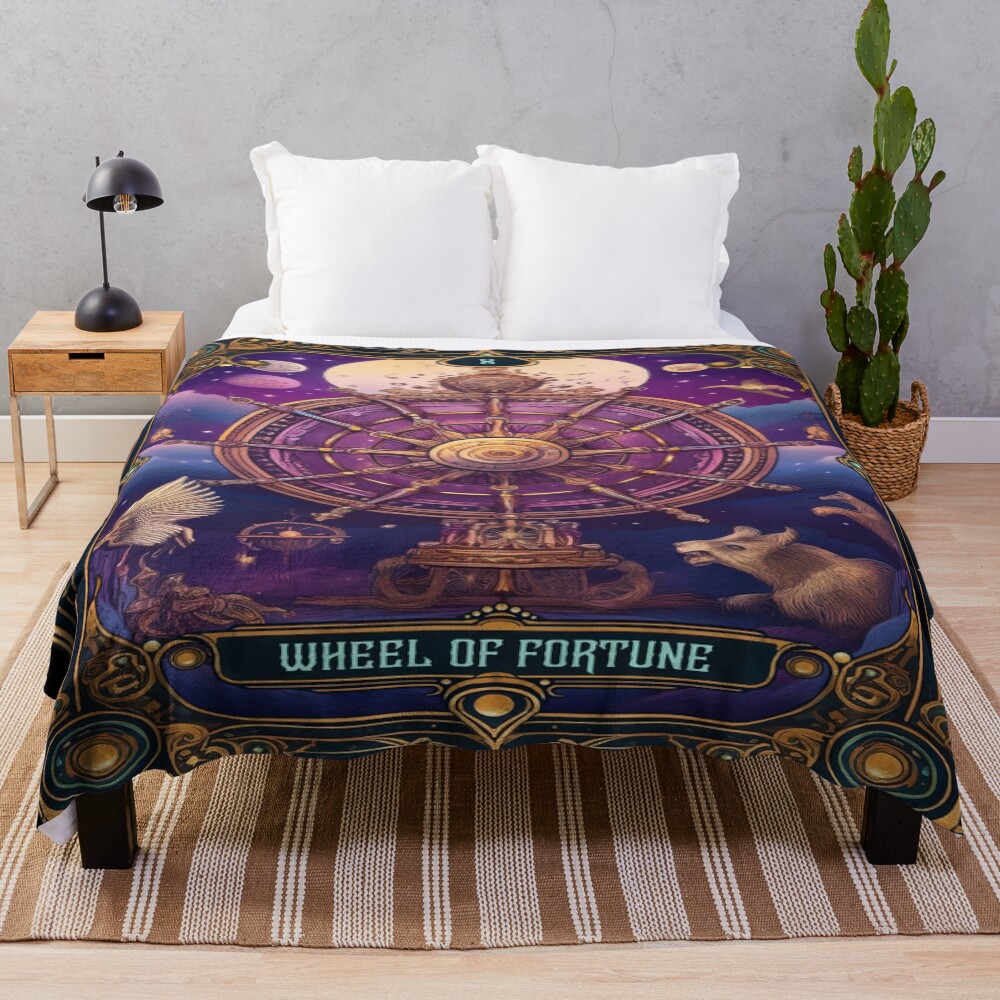 Wheel Of Fortune Classic Tarot Design Throw Blanket