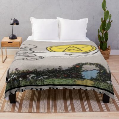 Ace Of Pentacles Classic Tarot Design Throw Blanket