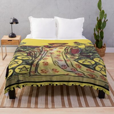 Nine Of Pentacles Tarot Design Throw Blanket