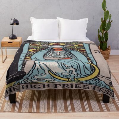 The High Priestess Mystic Tarot Design Throw Blanket