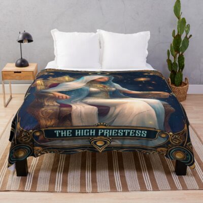 The High Priestess Arcana Tarot Design Throw Blanket