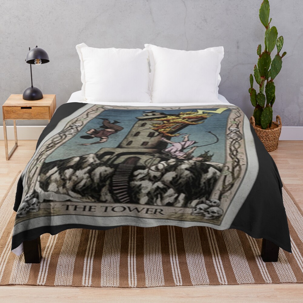 The Tower Quarry Tarot Design Throw Blanket