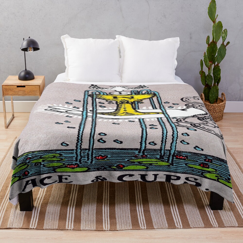 Ace Of Cups Rider Waite Smith Tarot Throw Blanket