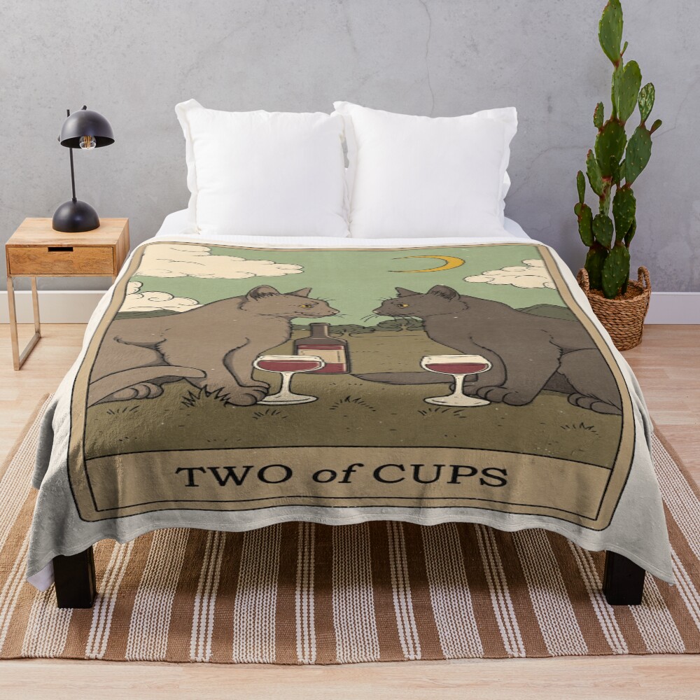 Two Of Cups Mystic Tarot Design Throw Blanket