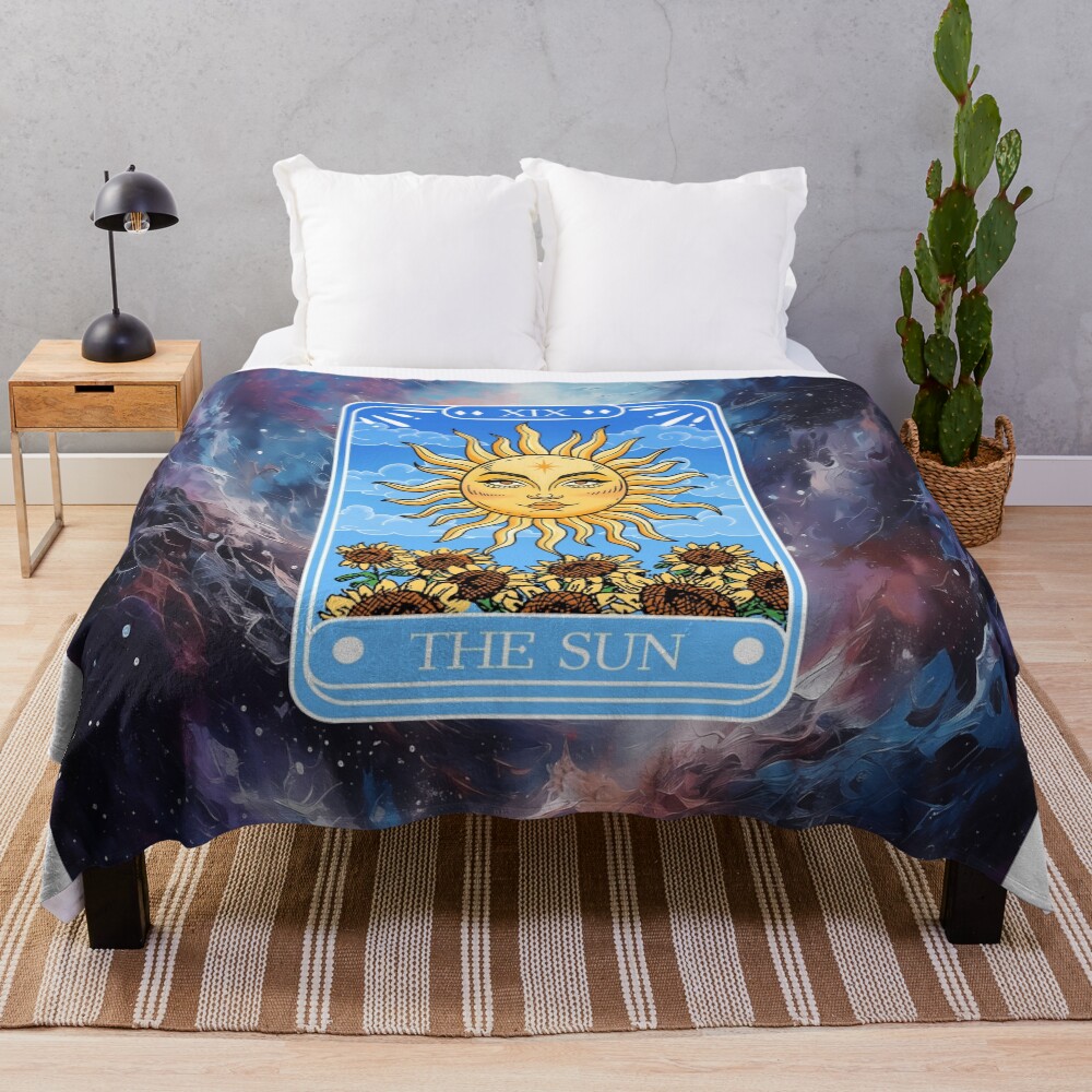 The Sun Enlightenment Joy Tarot Design Throw Blanket