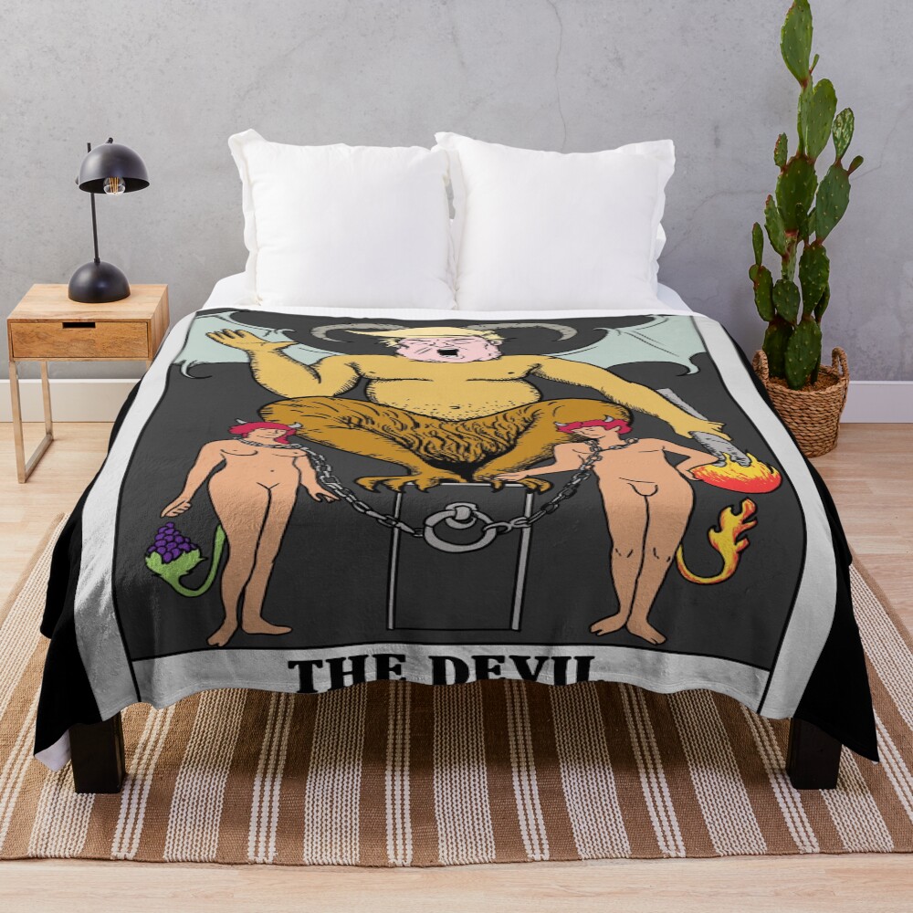The Devil Trump Tarot Design Throw Blanket