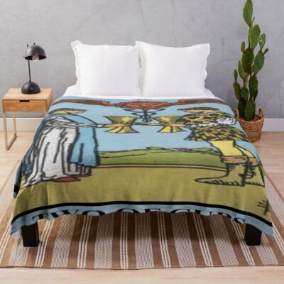 Two Of Cups Tarot Classic Design Throw Blanket