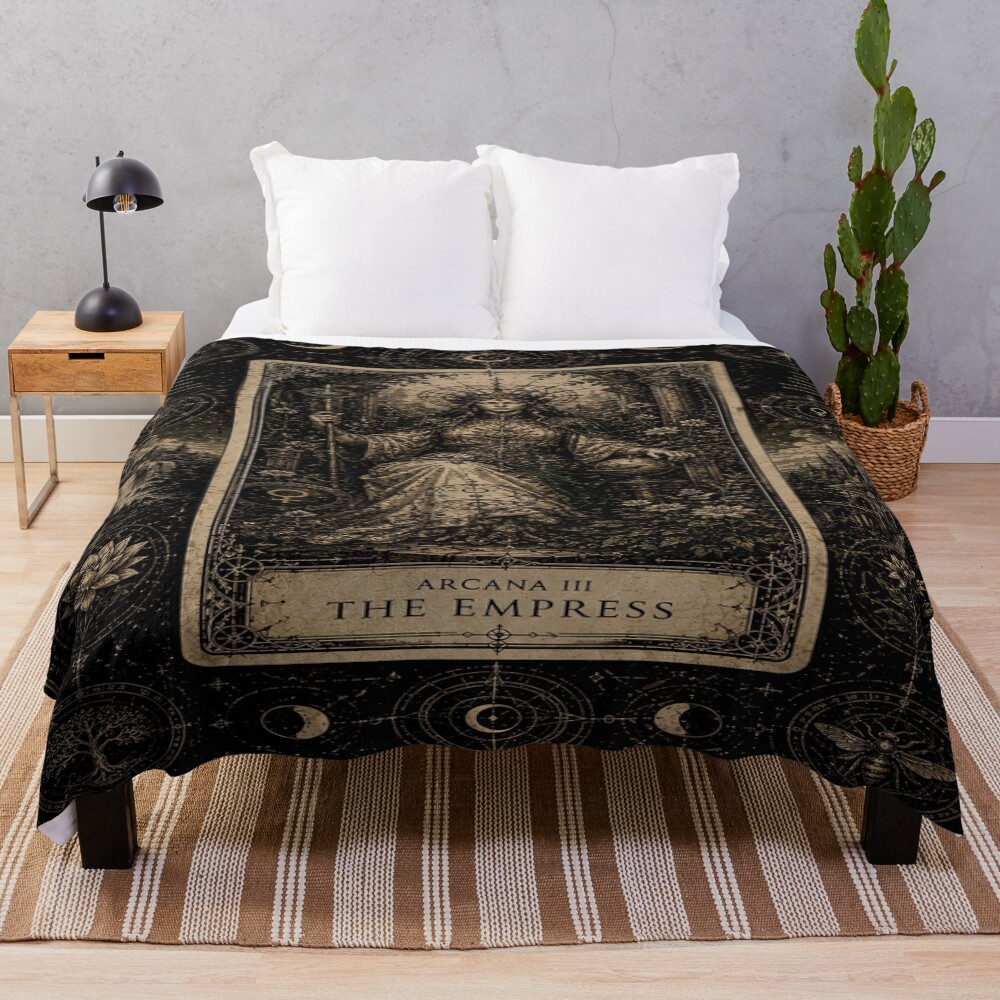 The Empress Gothic Nature Queen Tarot Throw Blanket