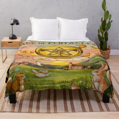 Ace Of Pentacles Tarot Design Throw Blanket