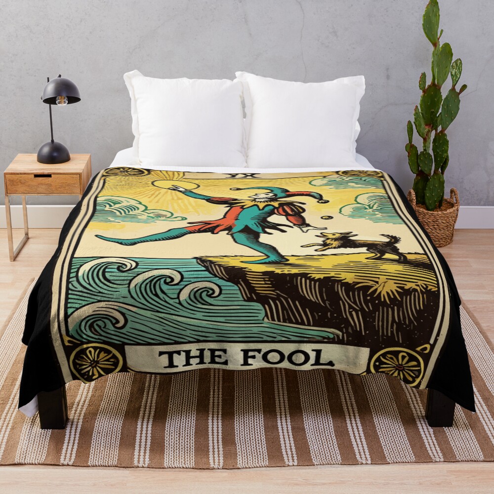 The Fool Halloween Vintage Tarot Design Throw Blanket