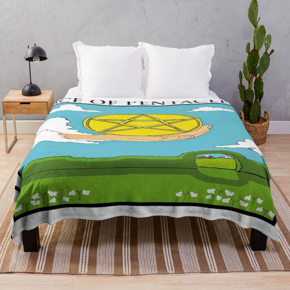 Ace Of Pentacles Mystic Tarot Design Throw Blanket