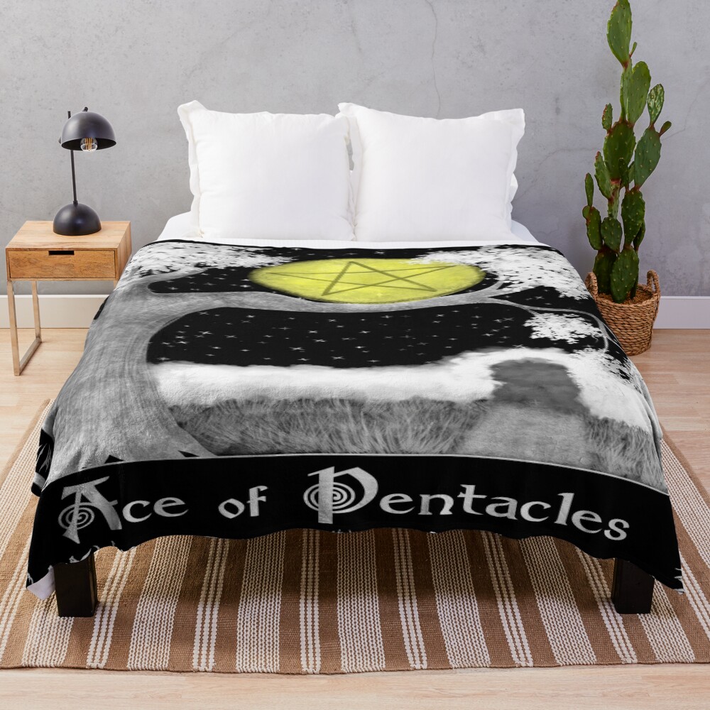 Ace Of Pentacles Witchcraft Tarot Design Throw Blanket
