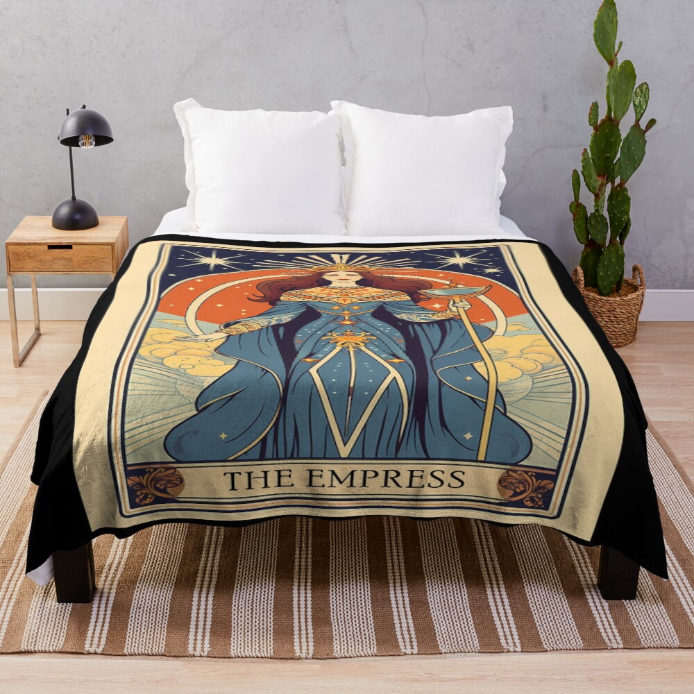The Empress Mystic Majesty Tarot Design Throw Blanket