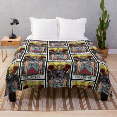 The Lovers Major Arcana Occult Tarot Throw Blanket