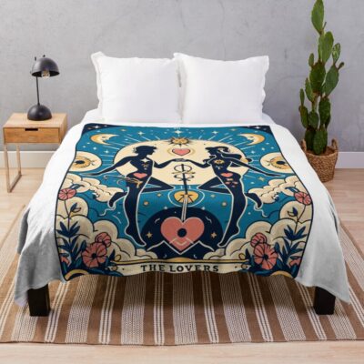The Lovers Classic Tarot Design Throw Blanket