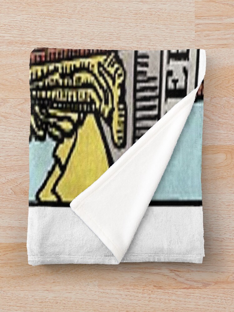 Queen Of Wands Classic Tarot Design Throw Blanket - Image 2