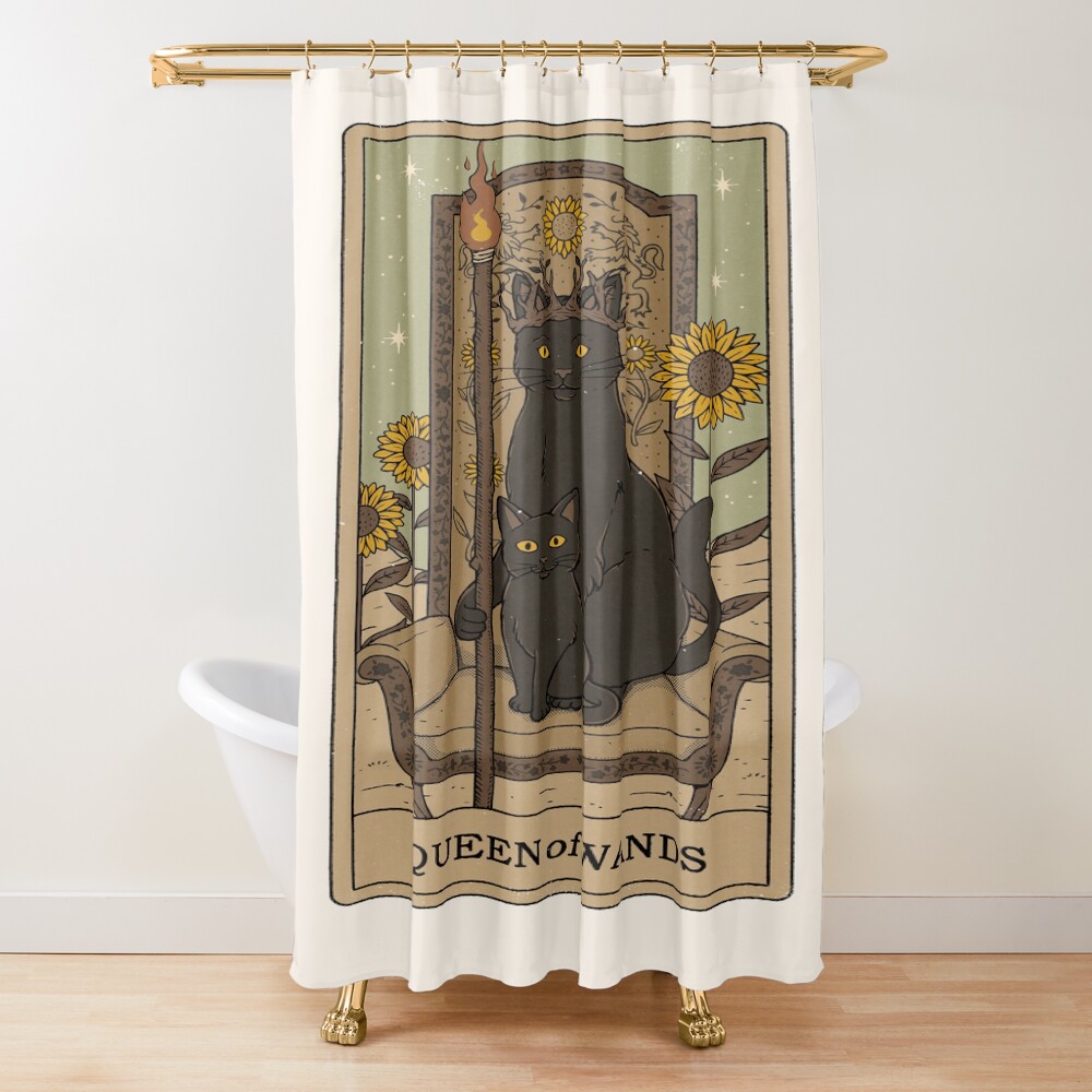 Queen Of Wands Mystic Tarot Design Shower Curtain