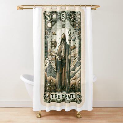 The Hermit Old Tarot Design Shower Curtain