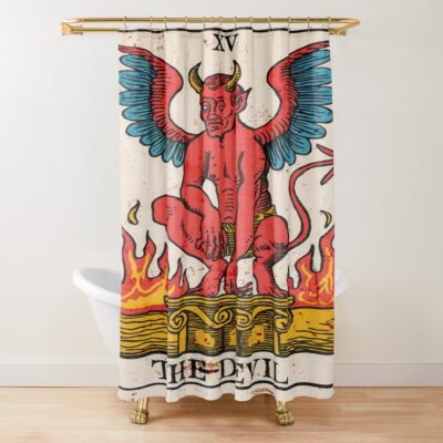The Devil Tarot Mystic Design Shower Curtain