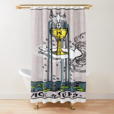 Ace Of Cups Rider Waite Smith Tarot Shower Curtain