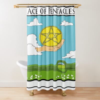 Ace Of Pentacles Mystic Tarot Design Shower Curtain