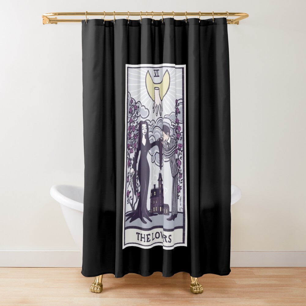 The Lovers Addams Family Tarot Design Shower Curtain